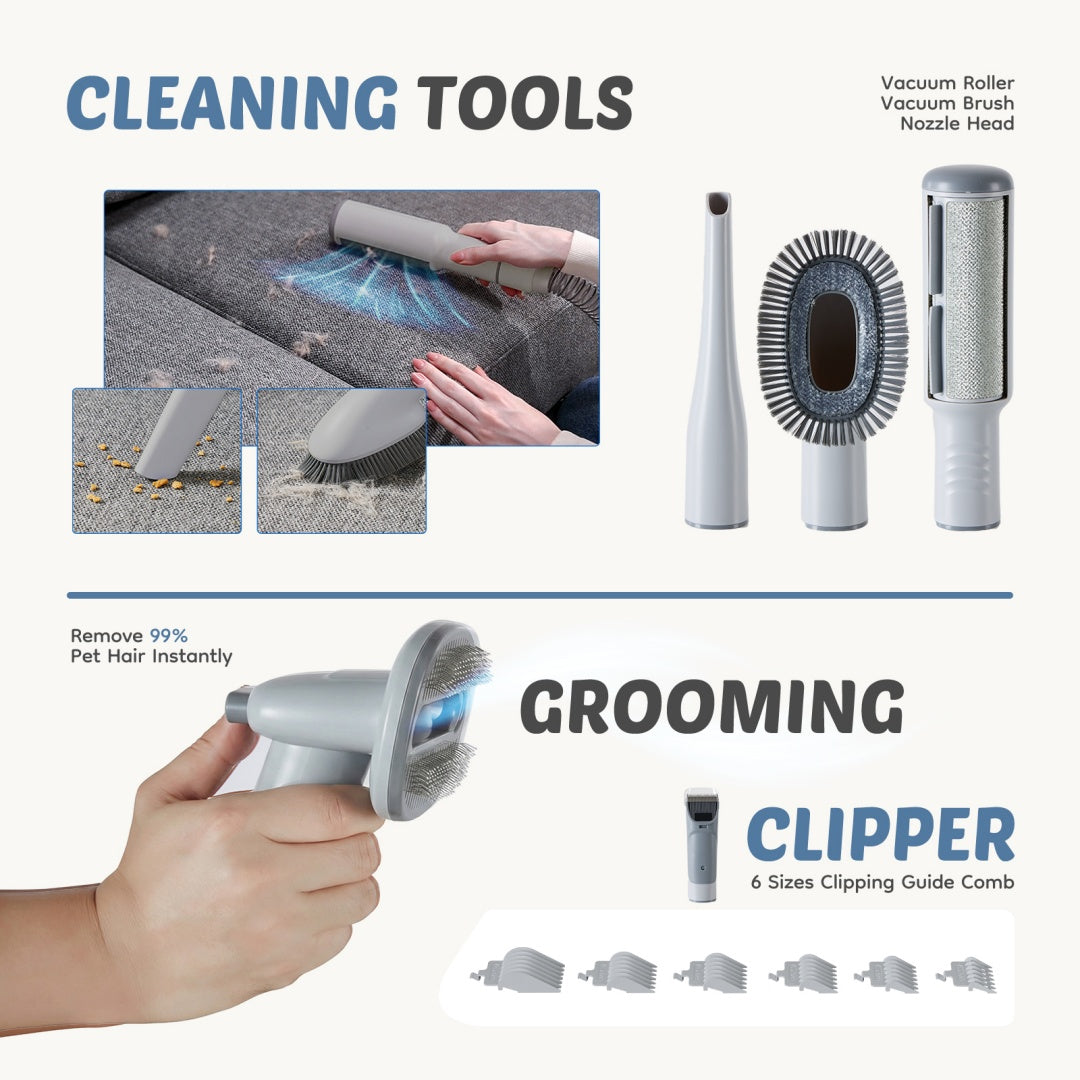 Buy Professional Dog Grooming Clippers With 2.5L Cup, 3 Suction Modes, Cordless Clippers, 5 Groomer Tools, Low Noise Pet Hair Trimmer For online at DLC Market