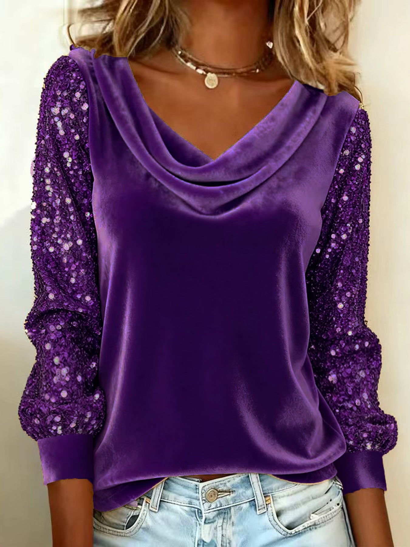 Elegant Velvet Long Sleeve Shirts For Women Autumn Winter Solid Color Loose Women Blouses Fashion Pullover Tops Party Clothes by null