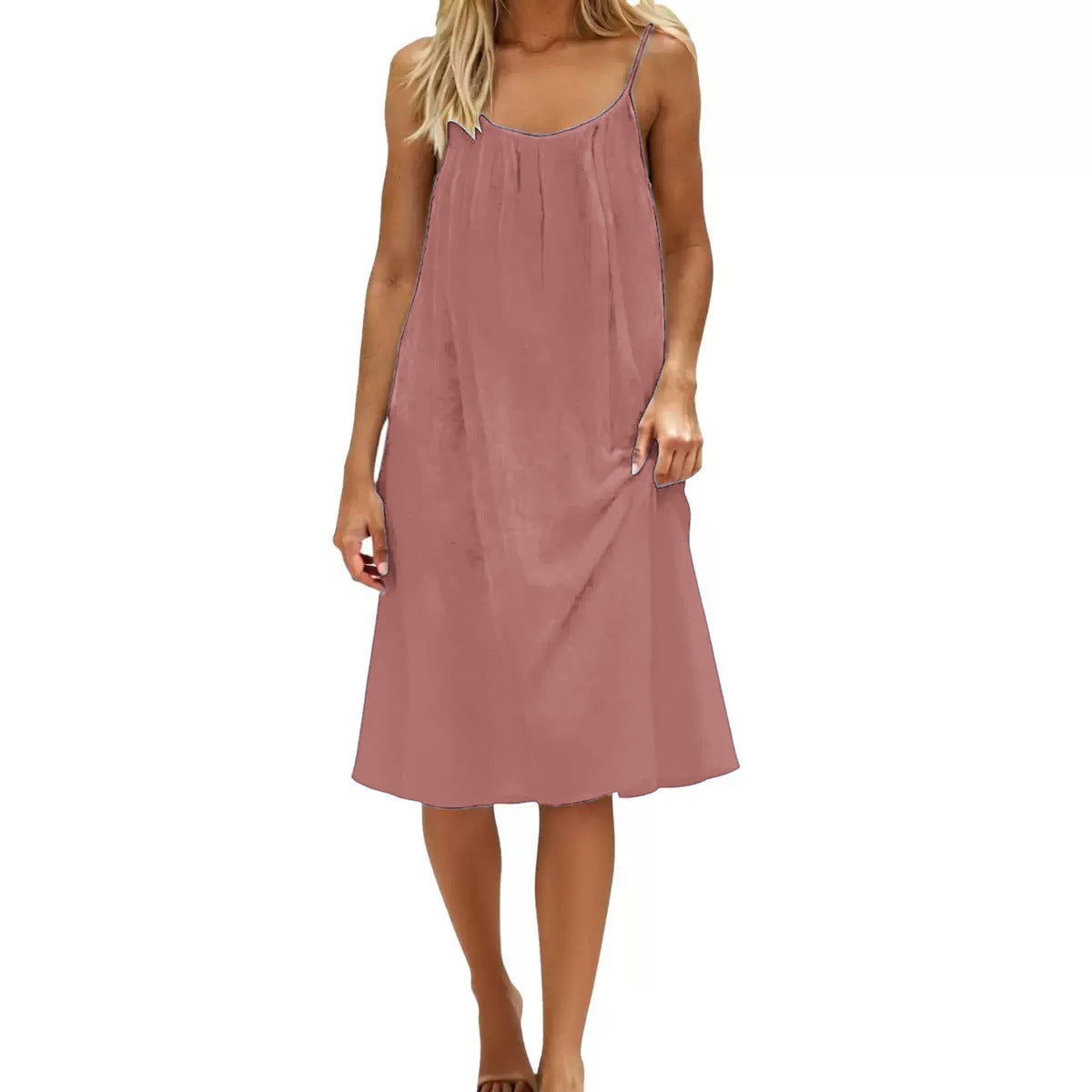 Women's Solid Color Spaghetti Strap Backless Dress - Sleeveless Summer Bodycon Fit Casual Evening Dress For Daily Wear Holiday Outfit by null