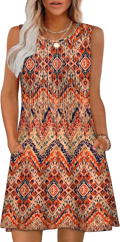 Buy Loose Beach Vacation Casual Round Neck Sleeveless Vest Dress online at DLC Market