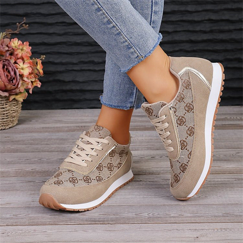 Buy Flower Print Lace-up Sneakers Casual Fashion Lightweight Breathable Walking Running Sports Shoes Women Flats online at DLC Market