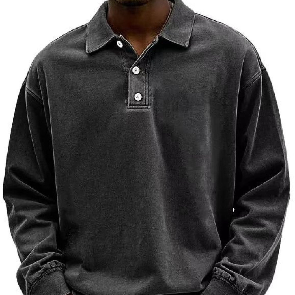 Fall Men's Long Sleeve Polo Shirts Casual Breathable Comfortable Tees Shirt Solid High Quality Sweatshirt Male T-Shirt by null