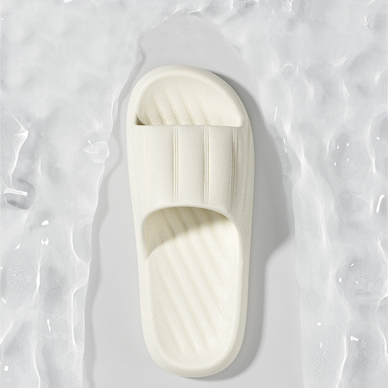 Buy Fashion Solid Color Striped Home Slippers Summer Thick Bottom Non-slip Bathroom Slipper Women Men Couples Shoes online at DLC Market