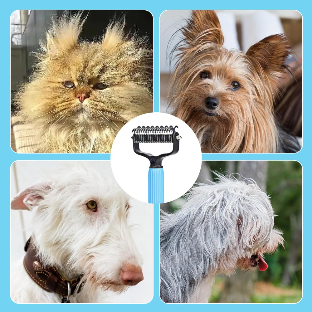 Buy Upgraded Pet Safe Dematting Comb For Dogs Cats Deshedding Undercoat Rake With Double-Sided Stainless Steel Teeth Dogs Cats Grooming Brush For Detangling Thinning Shedding online at DLC Market