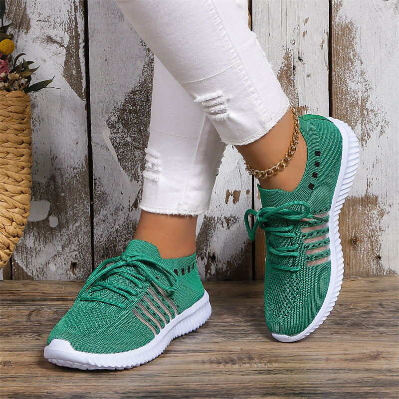 Buy Casual Lace-up Mesh Sneakers Breathable Flying Woven Round Toe Walking Running Sports Shoes online at DLC Market