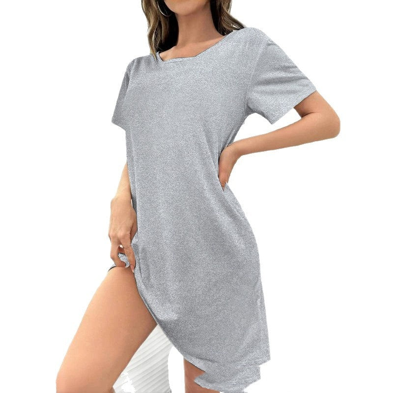 Buy Spring And Summer Home Wear Comfort And Casual Loose Women's Nightdress Short Sleeve Pajamas online at DLC Market