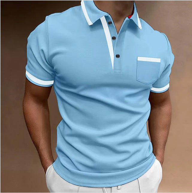 Men's Casual Square Collar Double Buckle Printed Short Sleeve by null