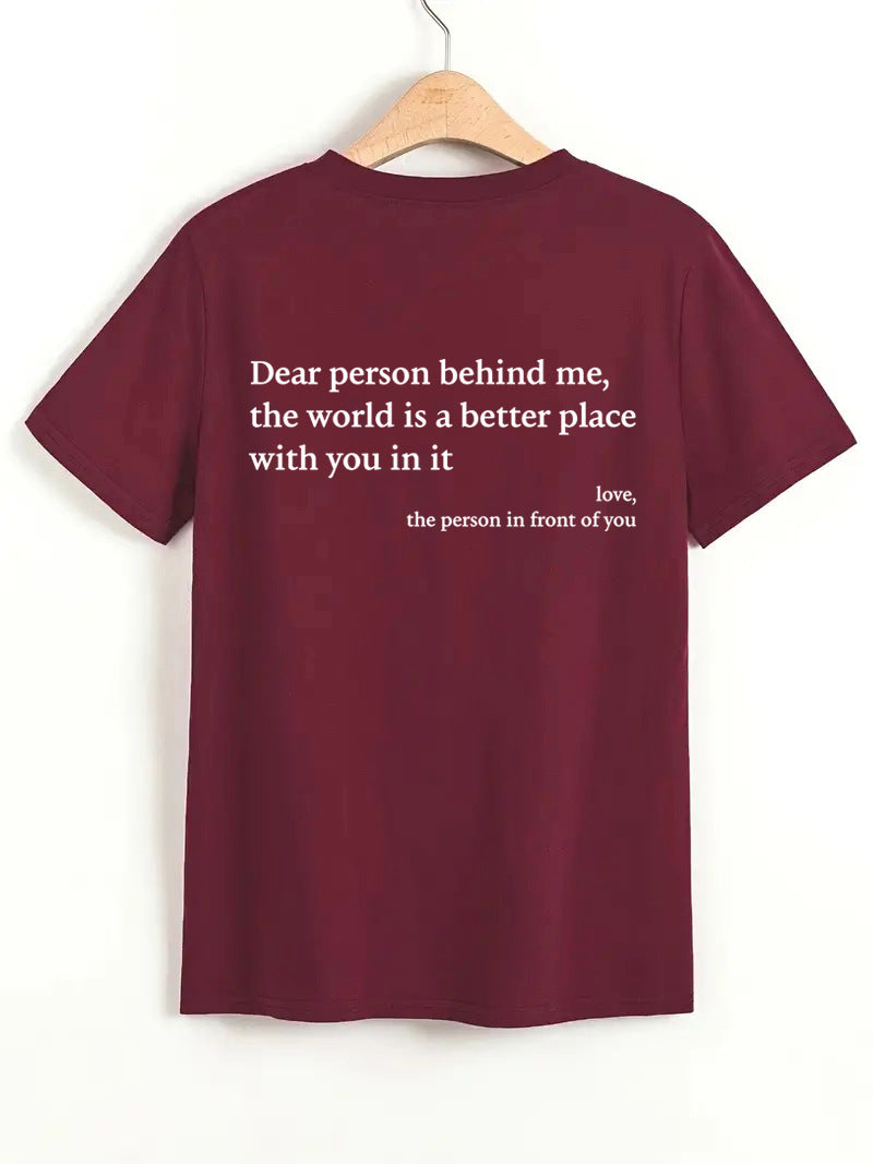 Buy New Fashion Womens Letter T-Shirt Round Neck Short Sleeve Slogan Tee Top online at DLC Market