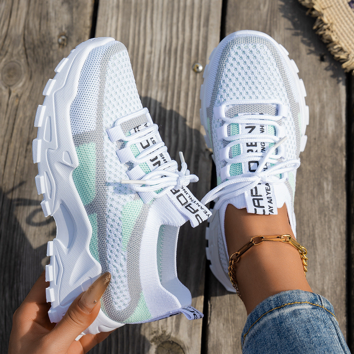 Buy Flyknit Mesh Shoes Women's Breathable Lace-up Sneakers Walking Running Casual Shoes online at DLC Market