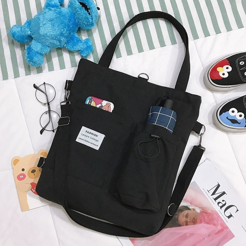 Buy Harajuku Canvas Bags Students Handbag With Pockets Preppy Buckpack Shoulder Bag For Women Shoolbags online at DLC Market