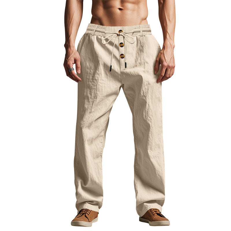 Men's Trousers Breathable Skin-Friendly Loose Fit Casual Beach Pants For Sports Summer by null