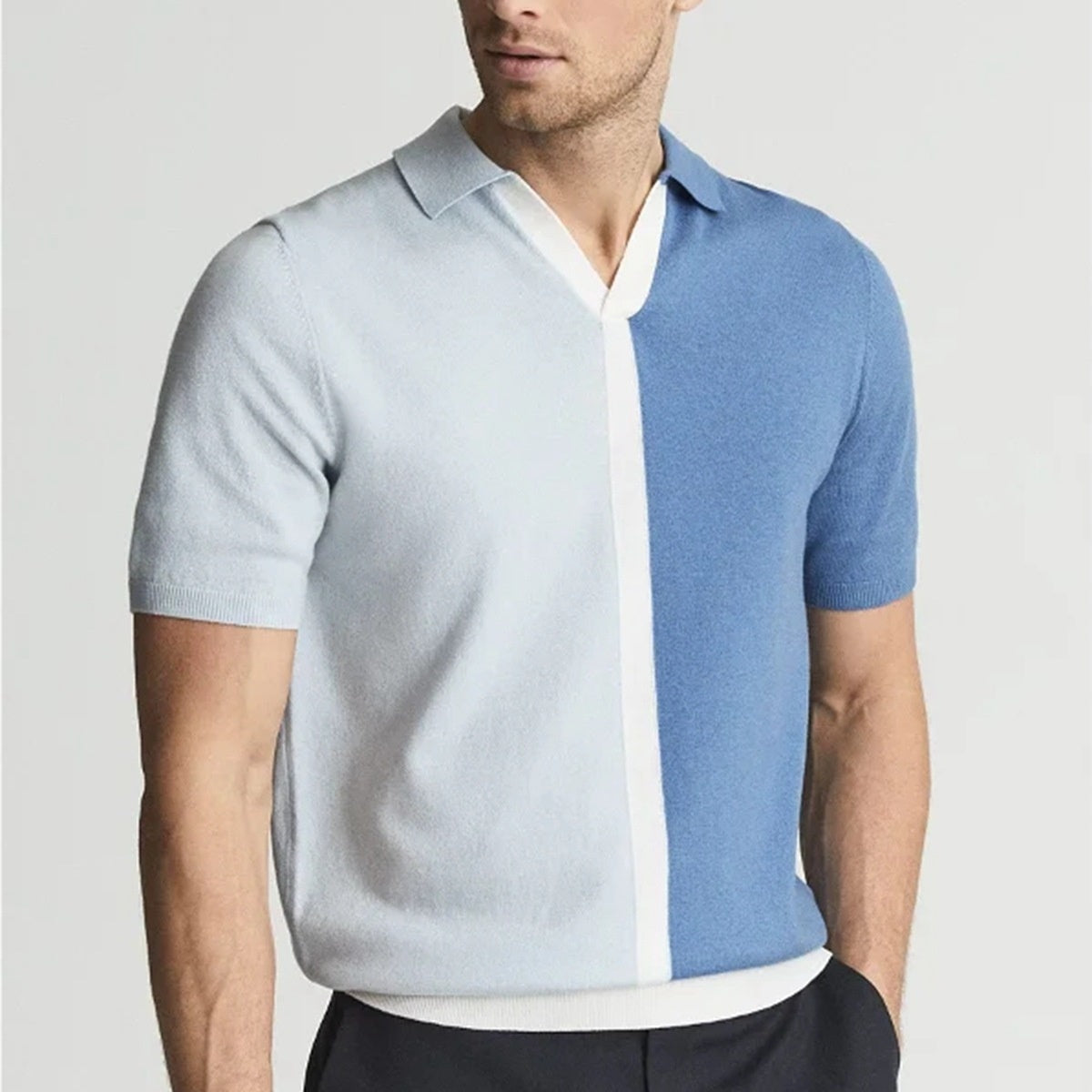 Men's Clothing Lapel Knitted Short Sleeve by null