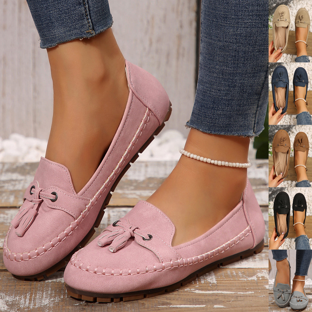 Buy Women's Round Head Loafers Fashion Non-slip Soft Comfortable Flats Shoes online at DLC Market