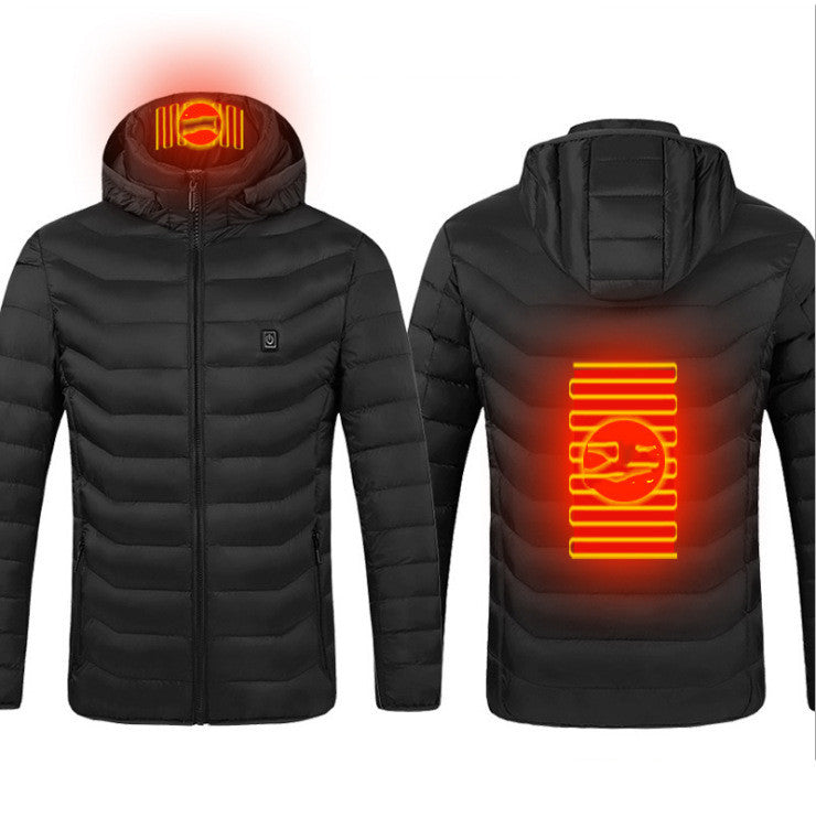 Winter Heated Jacket USB Electric Cotton Coat Zip-up Heater Thermal Clothing Heating Vest For Men by null