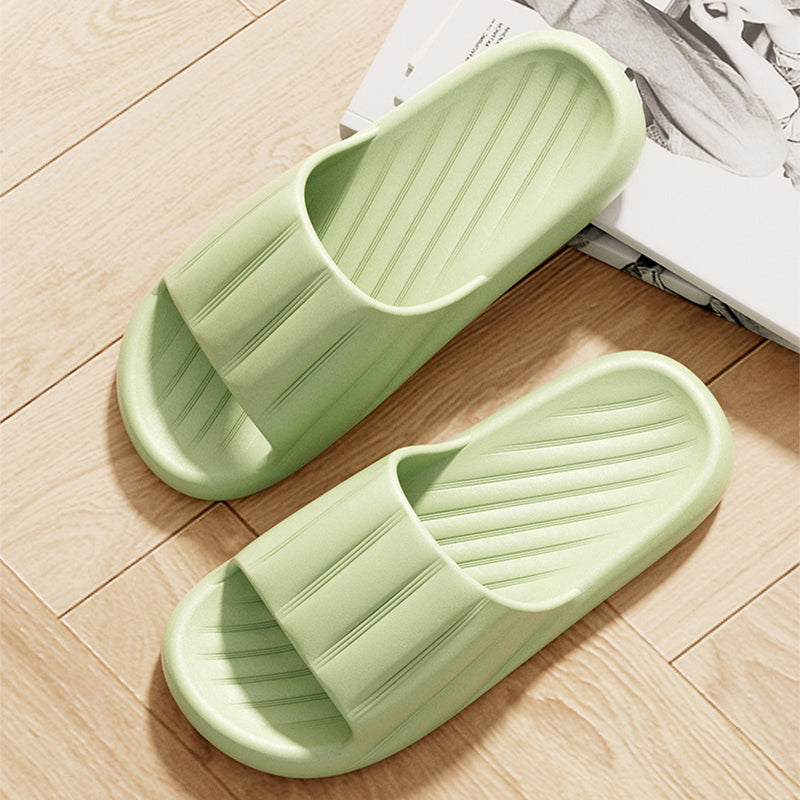 Buy Fashion Solid Color Striped Home Slippers Summer Thick Bottom Non-slip Bathroom Slipper Women Men Couples Shoes online at DLC Market