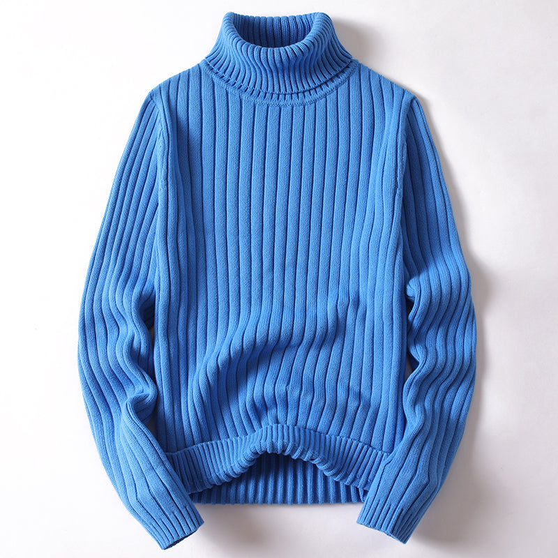 Turtleneck Sweater Men Women Ins Fashion Solid Striped Bottoming Sweater Autumn And Winter Tops Clothing by null