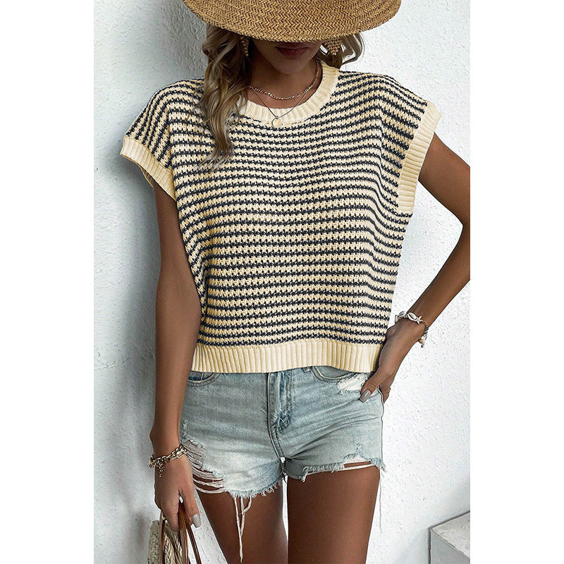 Buy Women's Summer Stripes Patchwork Knitting Vest Top online at DLC Market