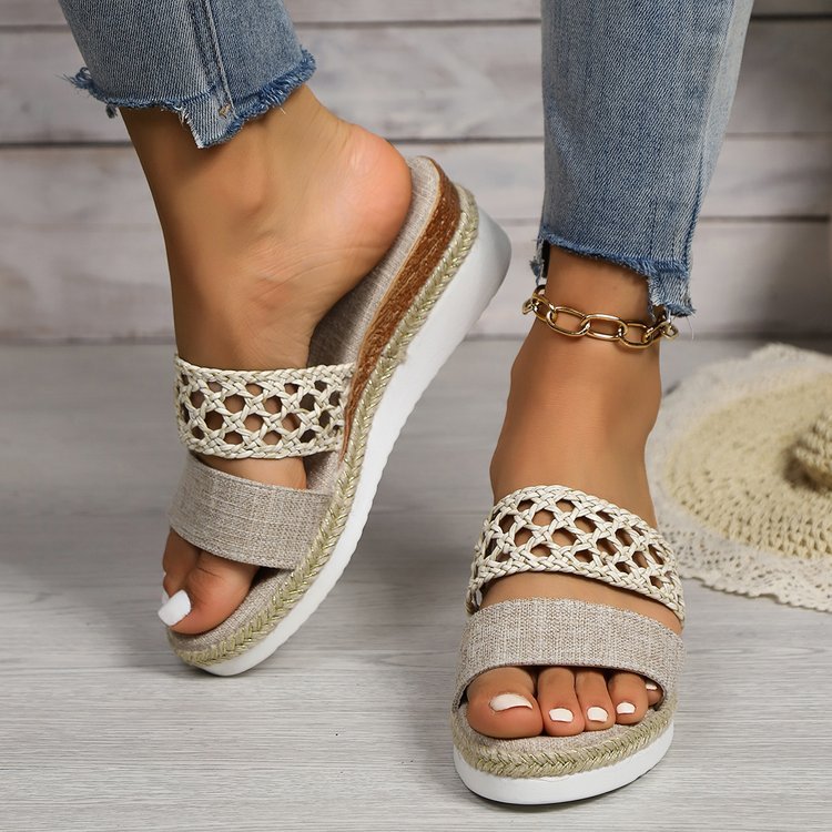 Buy Plus Size Rope Bottom Platform Peep Toe Sandals For Women online at DLC Market