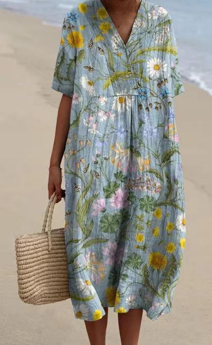 Buy Women's Comfortable Loose Printed Long Dress online at DLC Market