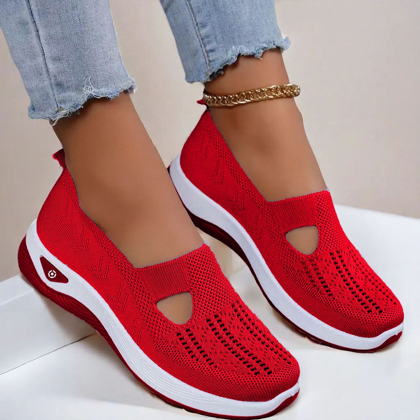 Buy Mesh Flats Shoes Fashion Breathable Non-slip Soft Bottom Casual Shoes For Women online at DLC Market