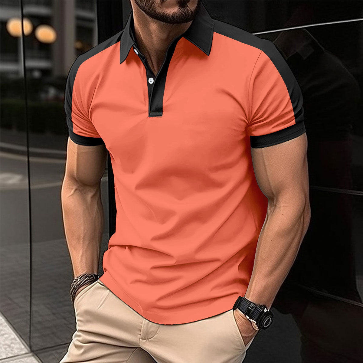 Men's Short Sleeve Business Shirt Summer Casual Polo Shirts by null