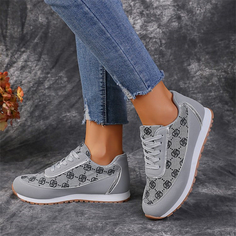 Buy Flower Print Lace-up Sneakers Casual Fashion Lightweight Breathable Walking Running Sports Shoes Women Flats online at DLC Market