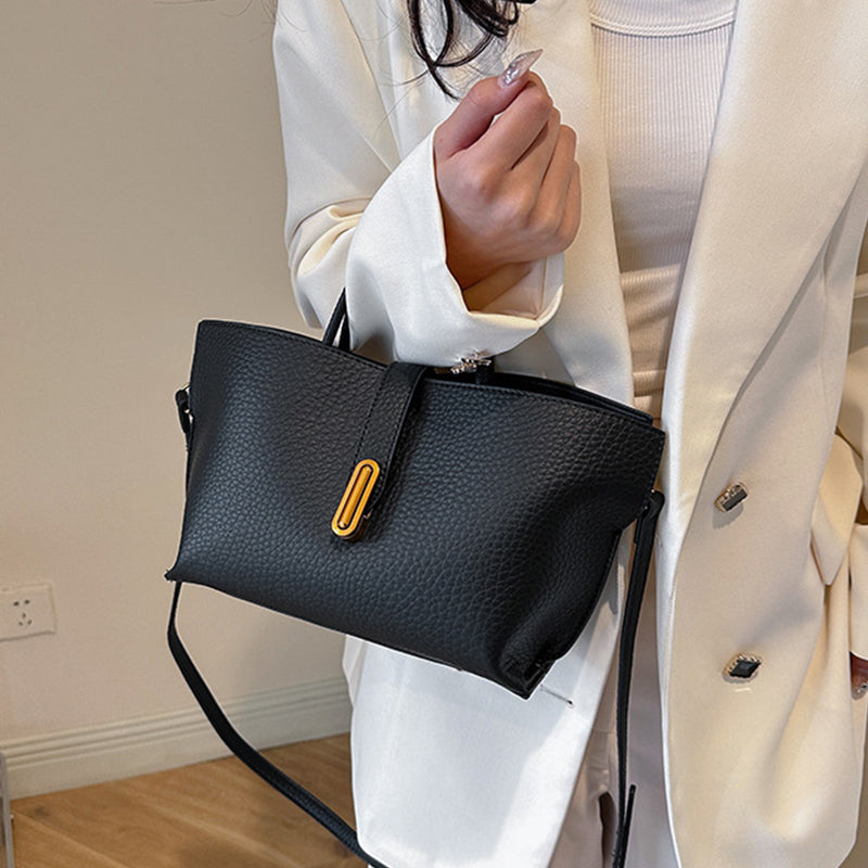 Buy INS Litchi Pattern Shoulder Bag Fashion Zipper Bucket Bag High Capacity Totes Handbag For Women online at DLC Market