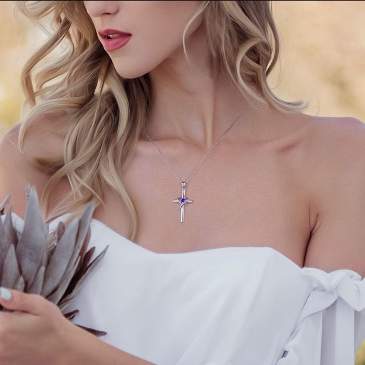 Buy Easter Heart-Shaped Cross Diamond-Encrusted Pendant Necklace For Women online at DLC Market