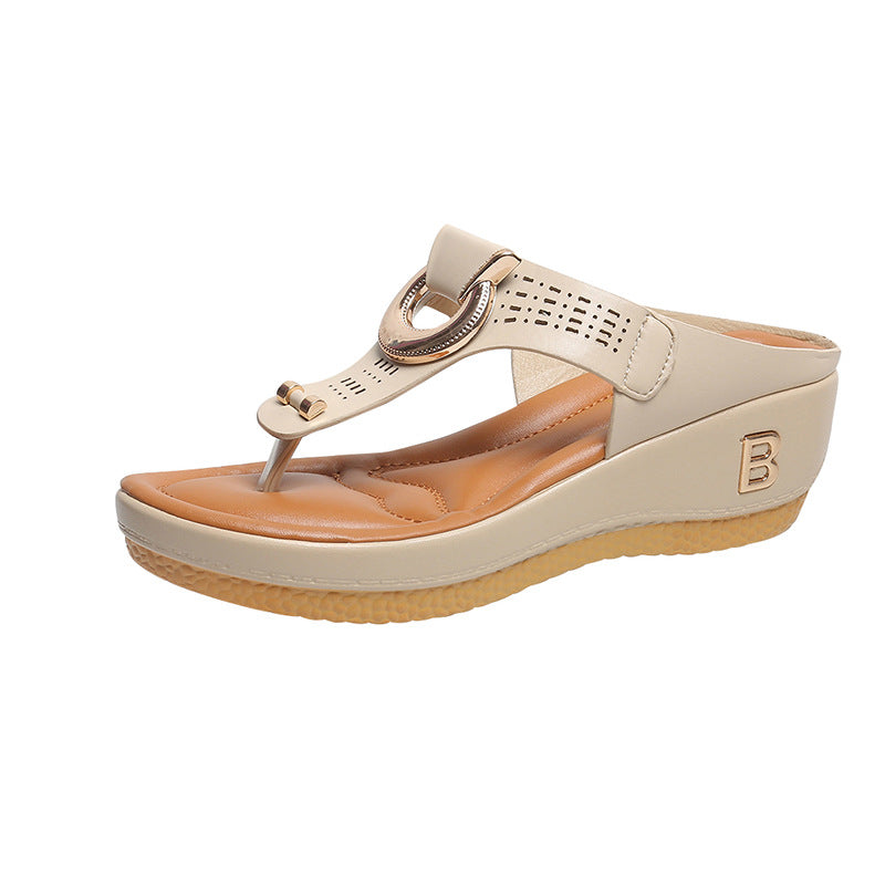 Buy Women's Flower Wedge Heel Platform Flip Flops Plus Size Beach Slippers online at DLC Market