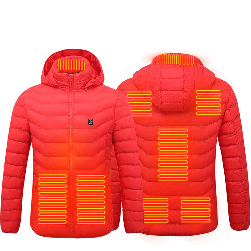 Winter Heated Jacket USB Electric Cotton Coat Zip-up Heater Thermal Clothing Heating Vest For Men by null
