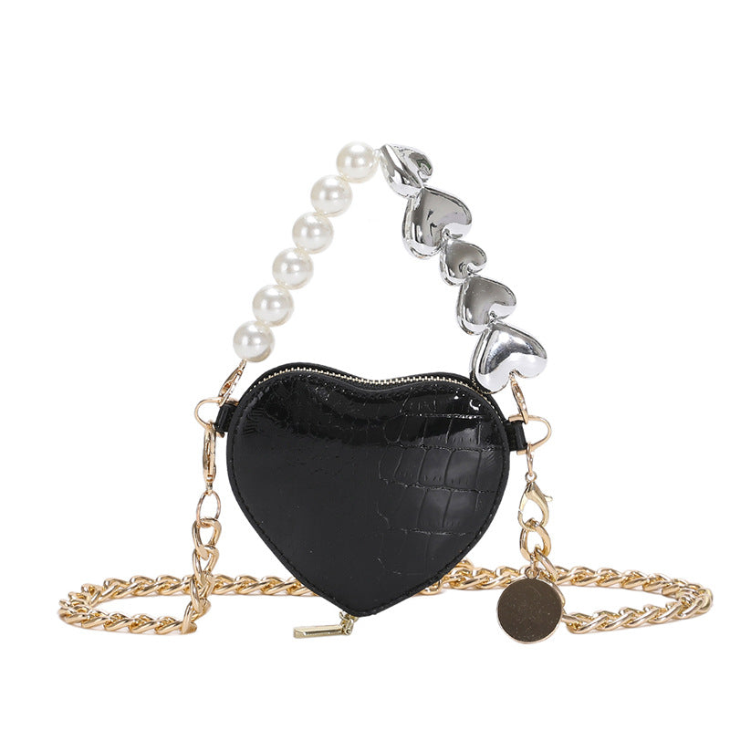 Buy Mini Love-shape Pearls Handbag Fashion Cute Chain Lipstick Bag Women's Bright Candy Color Shoulder Messenger Bag online at DLC Market