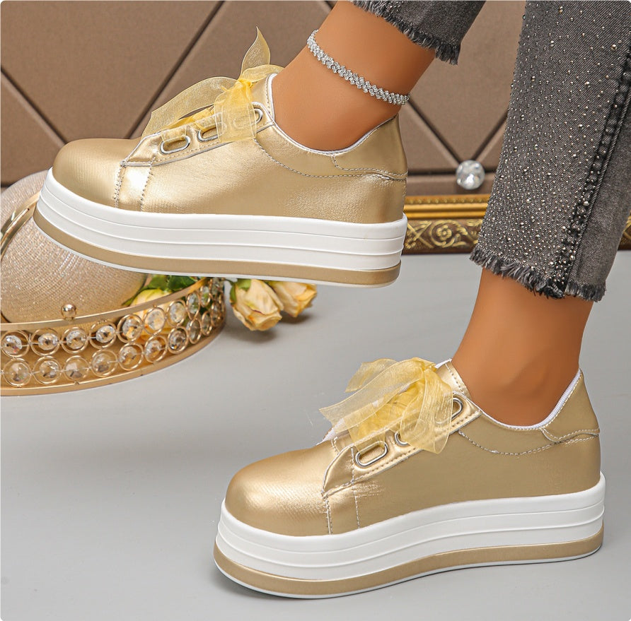 Buy Single Large Size Casual European And American Lace-up Flat Round Toe Platform Women's Shoes online at DLC Market