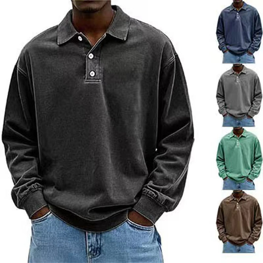 Fall Men's Long Sleeve Polo Shirts Casual Breathable Comfortable Tees Shirt Solid High Quality Sweatshirt Male T-Shirt by null