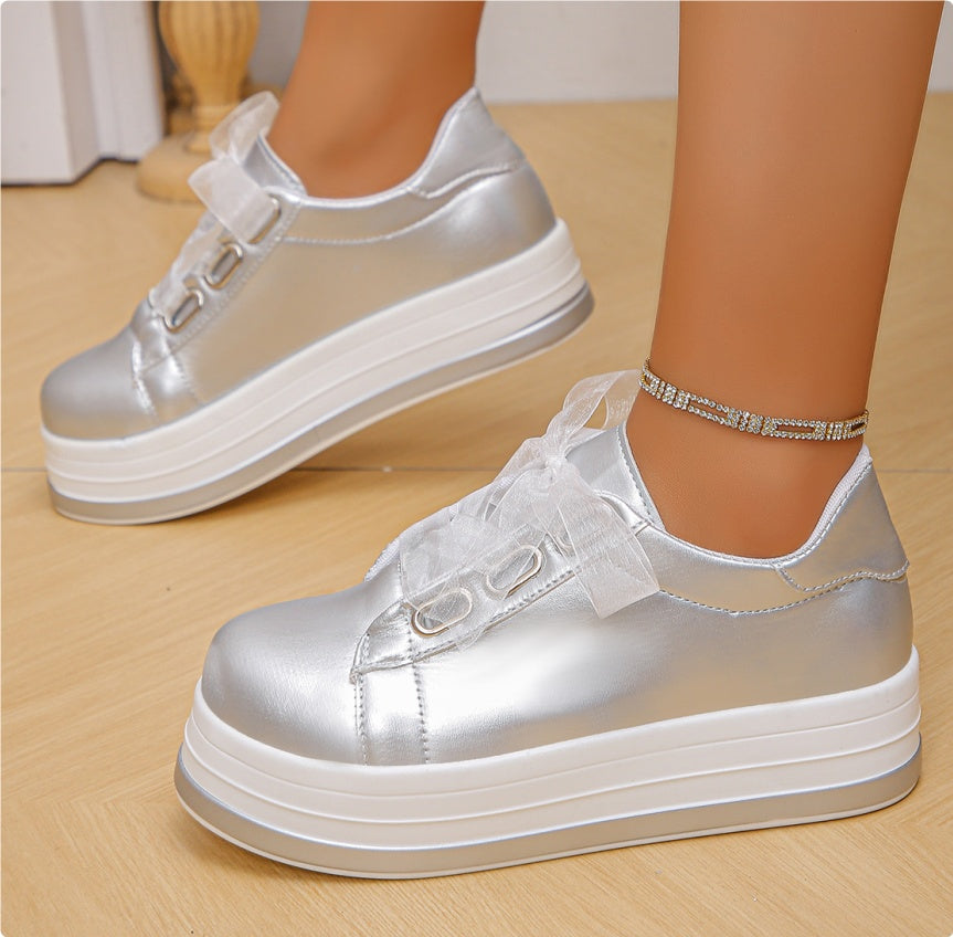 Buy Single Large Size Casual European And American Lace-up Flat Round Toe Platform Women's Shoes online at DLC Market