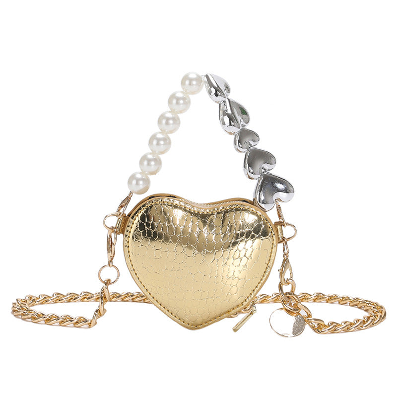 Buy Mini Love-shape Pearls Handbag Fashion Cute Chain Lipstick Bag Women's Bright Candy Color Shoulder Messenger Bag online at DLC Market
