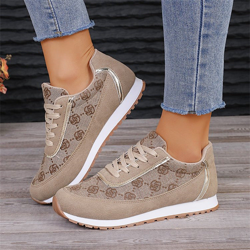 Buy Flower Print Lace-up Sneakers Casual Fashion Lightweight Breathable Walking Running Sports Shoes Women Flats online at DLC Market
