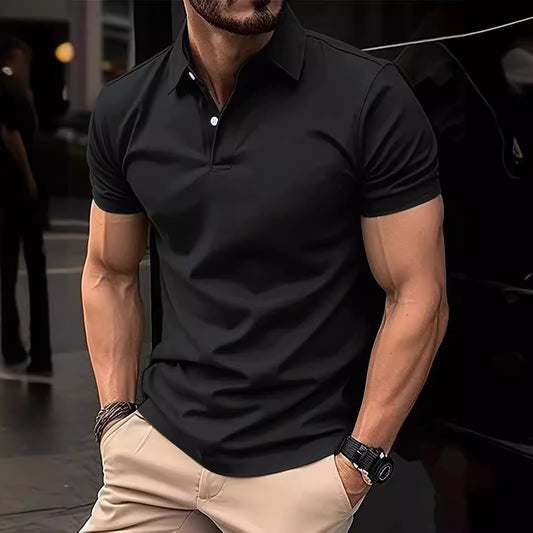 High Sense Casual Solid Color Buttons Short Sleeve by null
