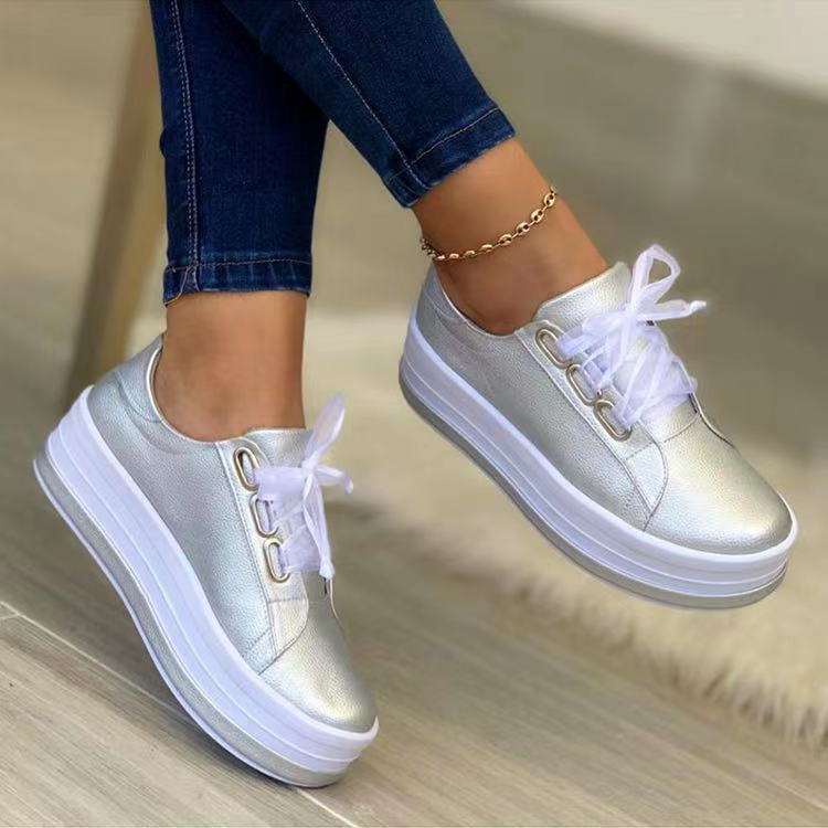 Buy Single Large Size Casual European And American Lace-up Flat Round Toe Platform Women's Shoes online at DLC Market