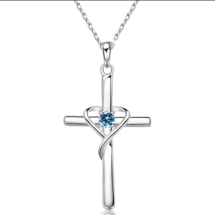 Buy Easter Heart-Shaped Cross Diamond-Encrusted Pendant Necklace For Women online at DLC Market