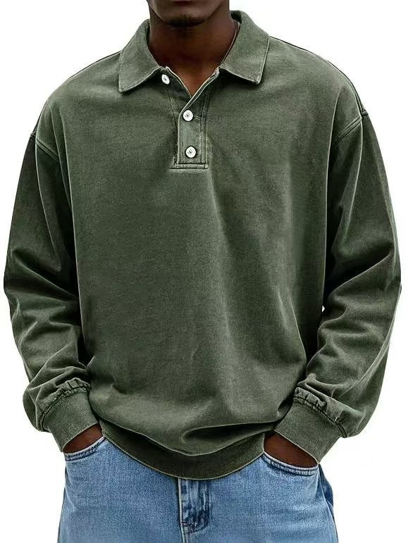 Fall Men's Long Sleeve Polo Shirts Casual Breathable Comfortable Tees Shirt Solid High Quality Sweatshirt Male T-Shirt by null