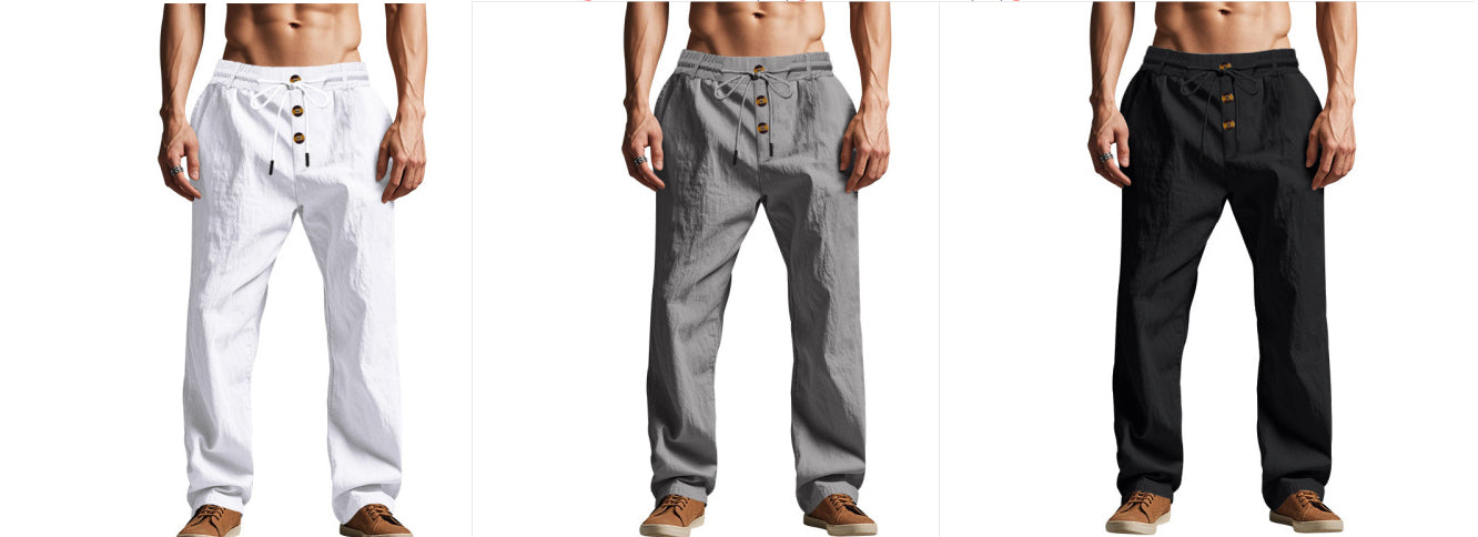 Men's Trousers Breathable Skin-Friendly Loose Fit Casual Beach Pants For Sports Summer by null