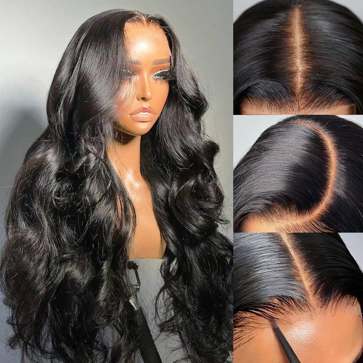 4x6 Lace Closure Wig Human Hair Natural Color Body Wave by null