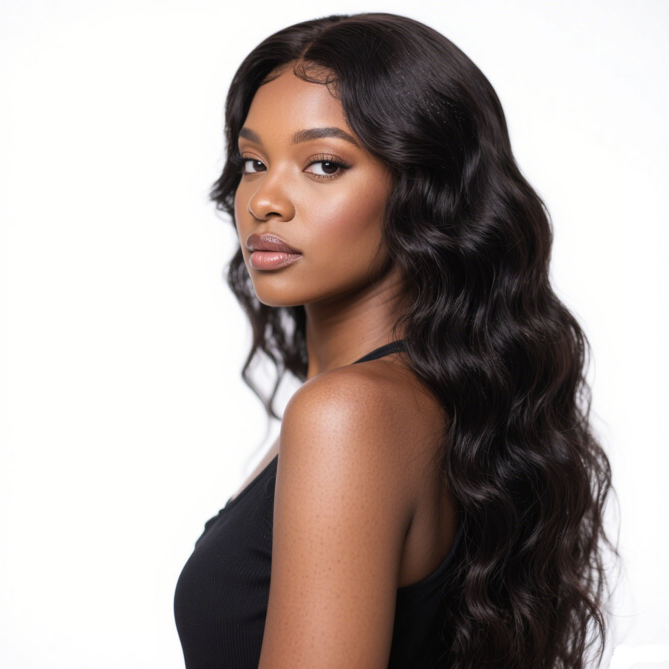 4x6 Lace Closure Wig Human Hair Natural Color Body Wave by null