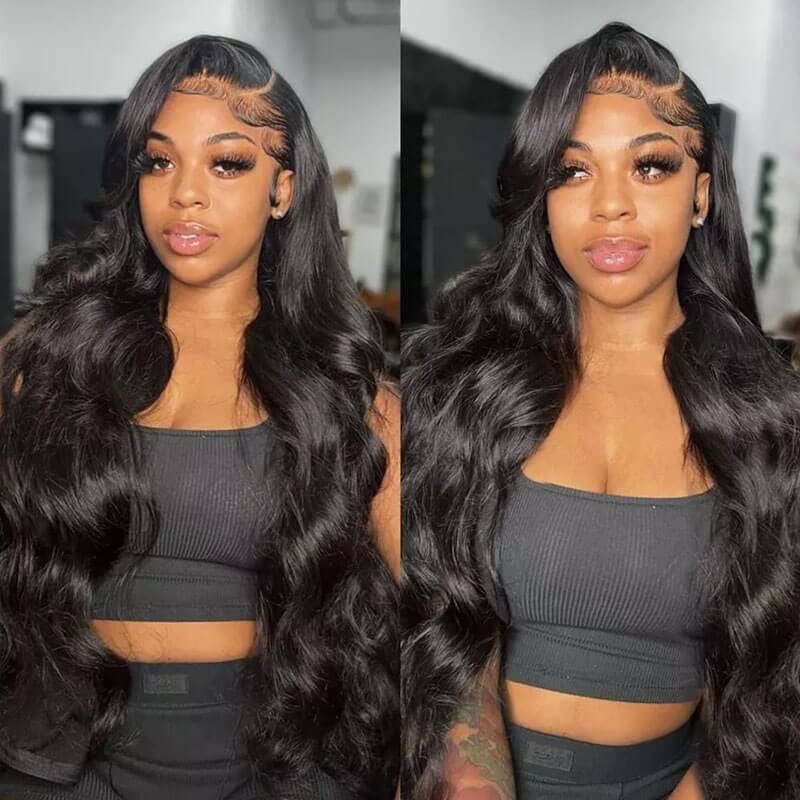 4x6 Lace Closure Wig Human Hair Natural Color Body Wave by null