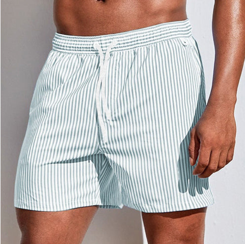Men's 3D Striped Print Shorts Summer Casual Lightweight Beach Pants by null