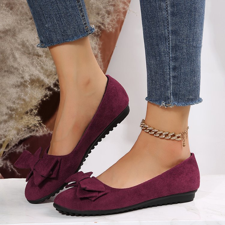 Buy Rubber Plus Size Flat Casual Shoes Women Suede Bow Round Head Gommino online at DLC Market