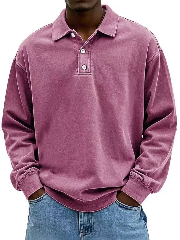 Fall Men's Long Sleeve Polo Shirts Casual Breathable Comfortable Tees Shirt Solid High Quality Sweatshirt Male T-Shirt by null