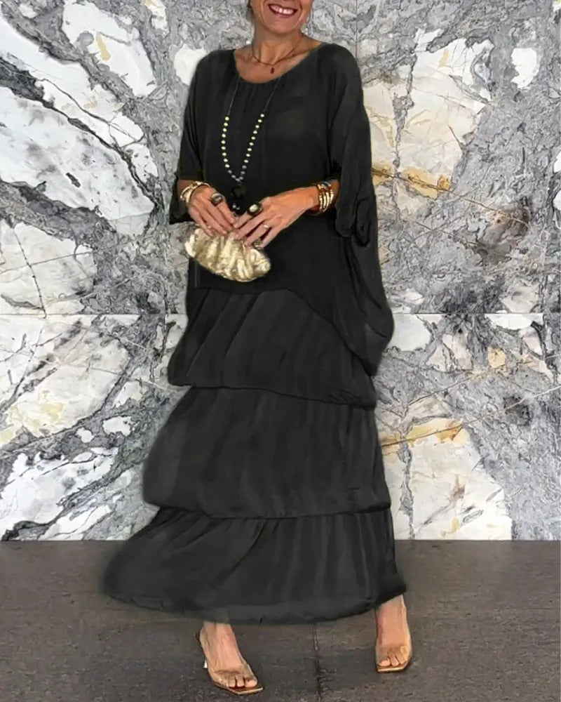 Buy Women's Fashion Temperament Crew Neck Batwing Sleeve Dress online at DLC Market