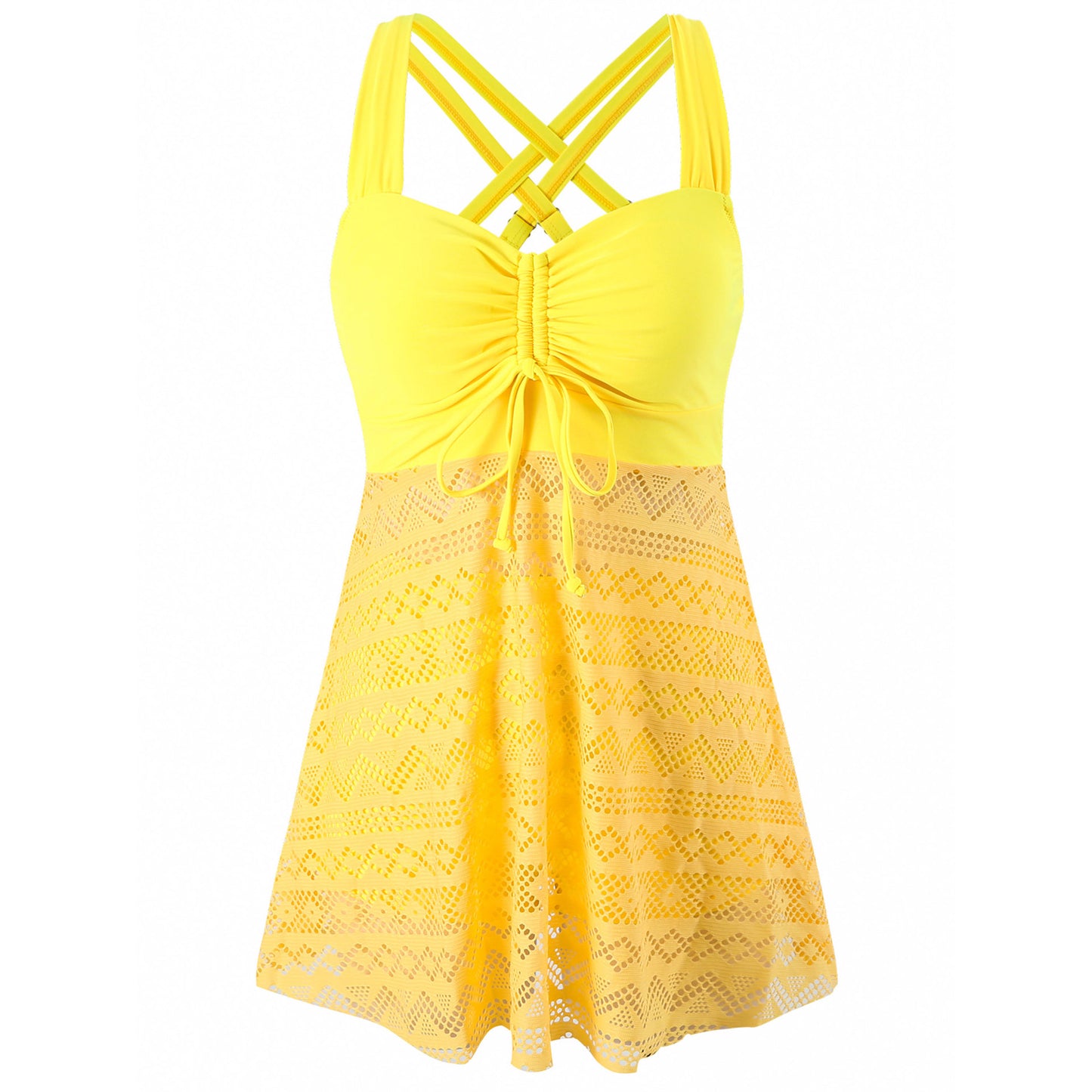 Korean Version Of Solid Color Lace One-piece Swimsuit by null