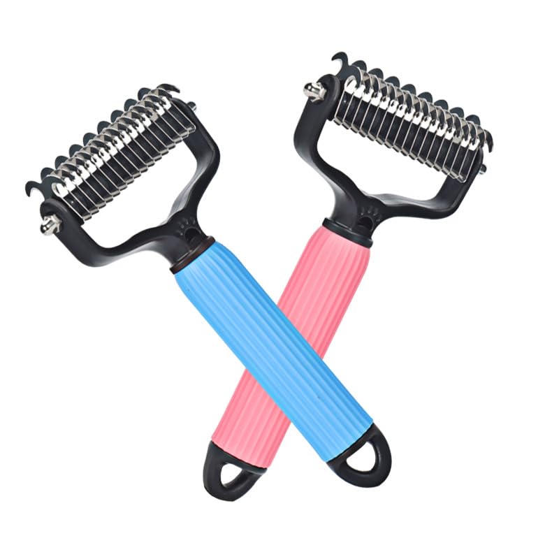 Buy Upgraded Pet Safe Dematting Comb For Dogs Cats Deshedding Undercoat Rake With Double-Sided Stainless Steel Teeth Dogs Cats Grooming Brush For Detangling Thinning Shedding online at DLC Market